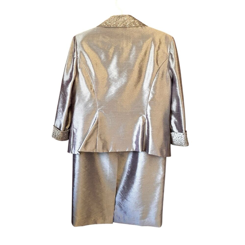 Alex Evenings Women’s Beige Satin Sequin Mother of The Bride Jacket Skirt Sz. 16 - Picture 2 of 16